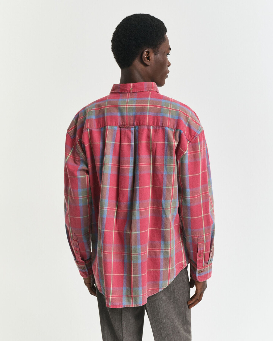 oversized overhemd van gewassen keperstof met ruitpatroon - modern rust