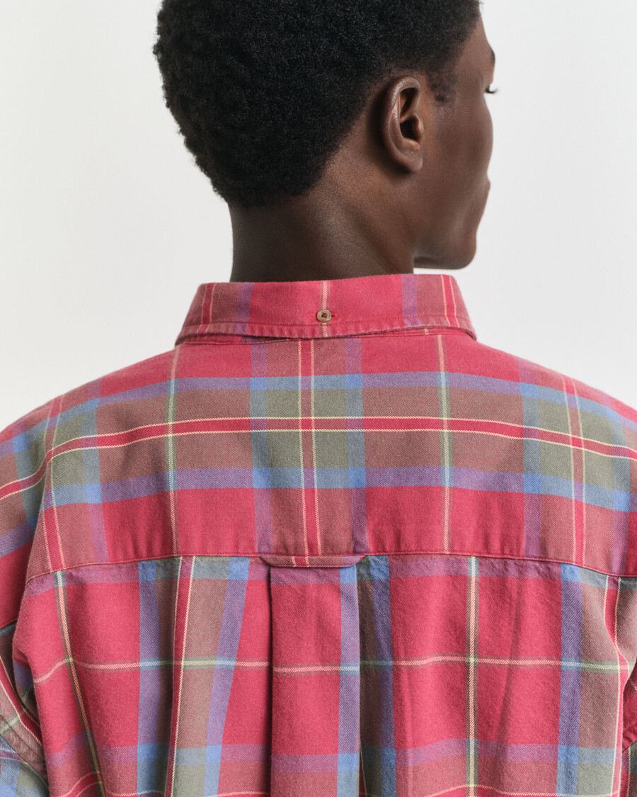 oversized overhemd van gewassen keperstof met ruitpatroon - modern rust