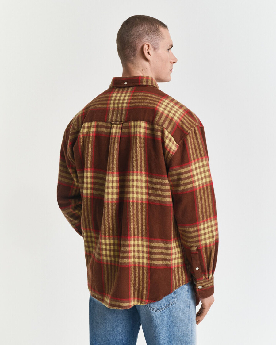 oversized flanellen keperstof overhemd - mahoniebruin