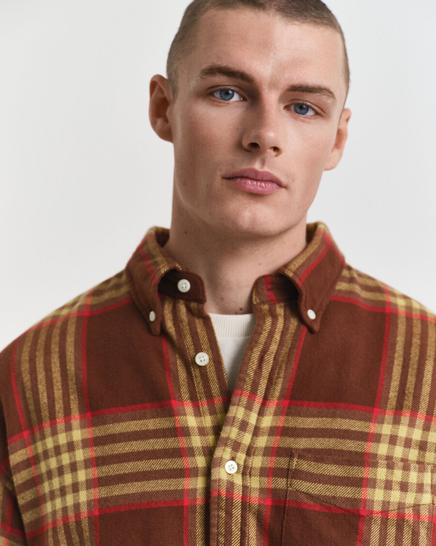 oversized flanellen keperstof overhemd - mahoniebruin