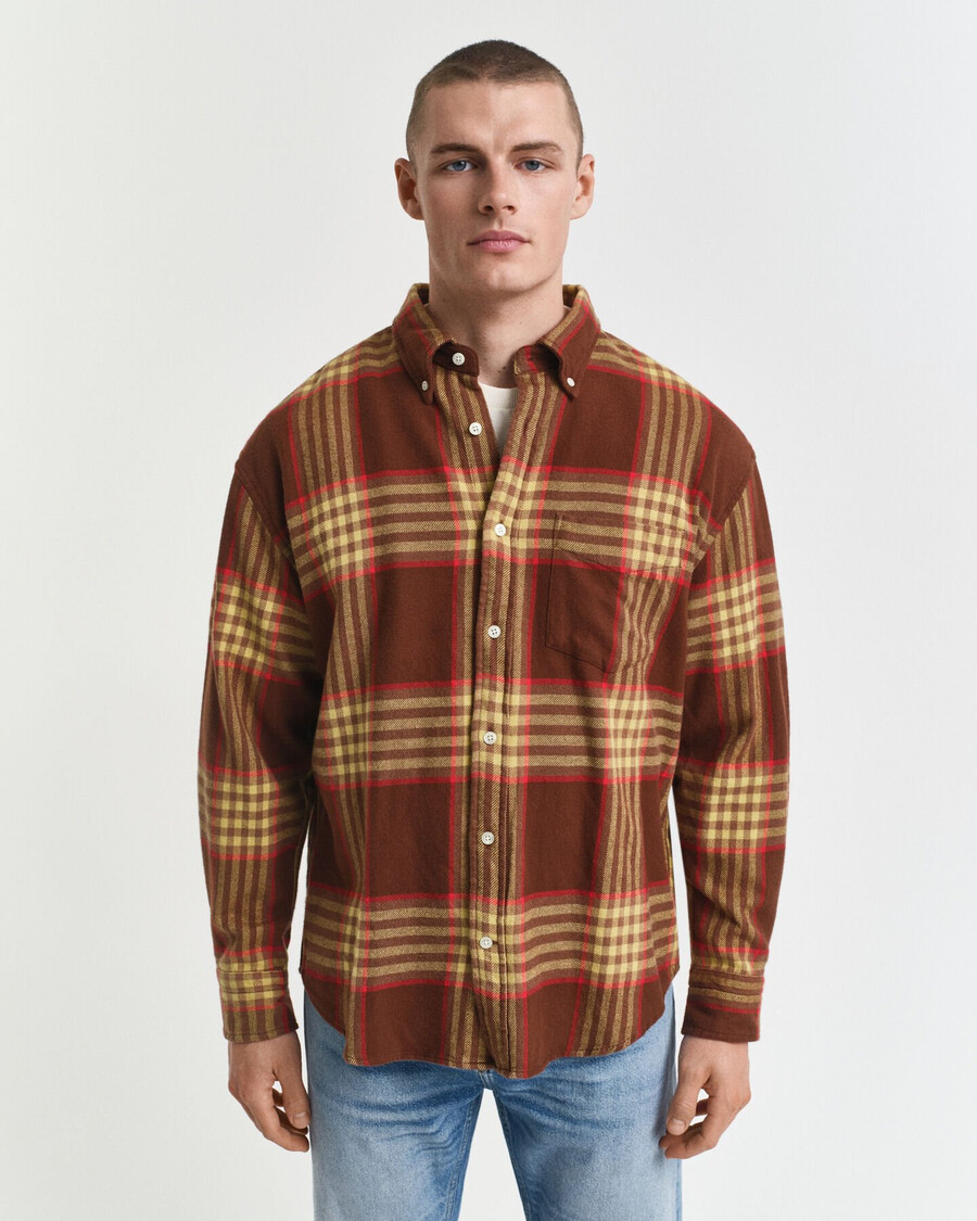 oversized flanellen keperstof overhemd - mahoniebruin