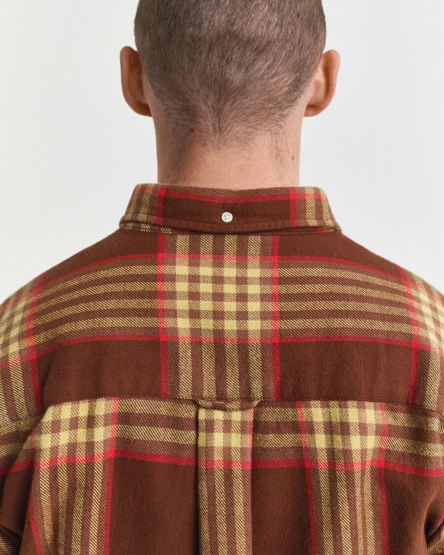 oversized flanellen keperstof overhemd - mahoniebruin