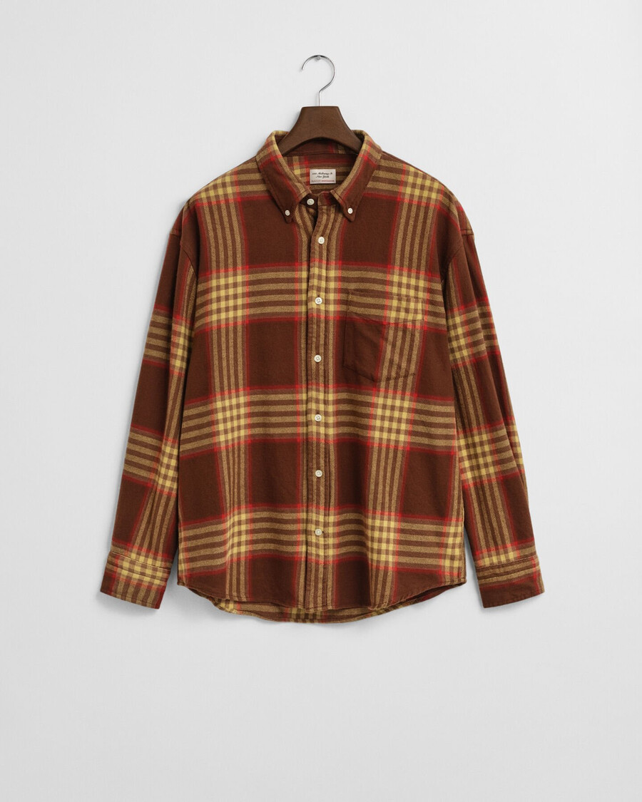oversized flanellen keperstof overhemd - mahoniebruin
