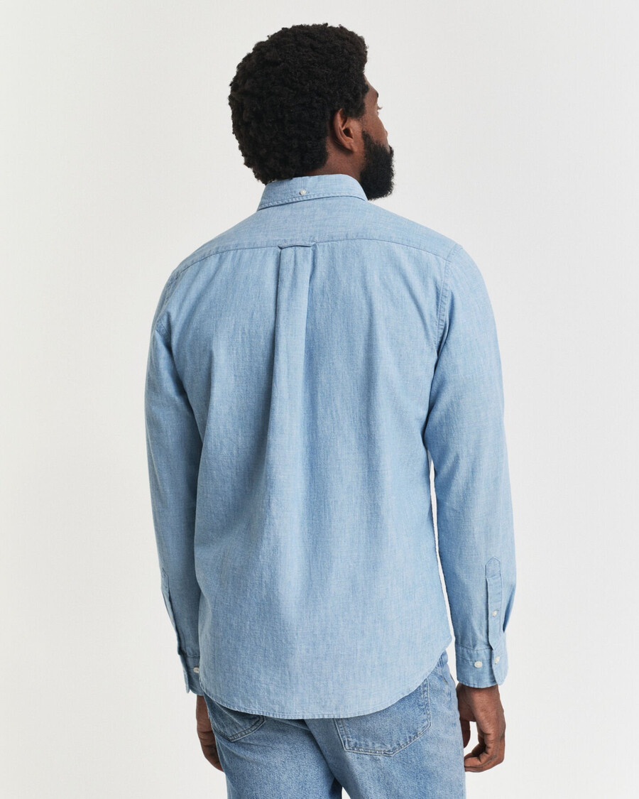 regular fit indigo chambray shirt - lichtblauw