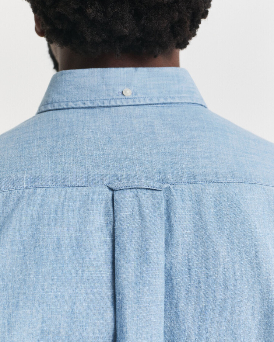 regular fit indigo chambray shirt - lichtblauw