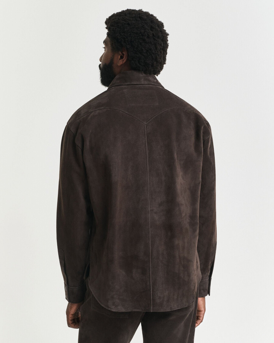 relaxed fit suede rodeo shirt - donkerbruin