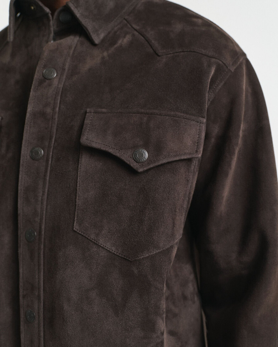 relaxed fit suede rodeo shirt - donkerbruin