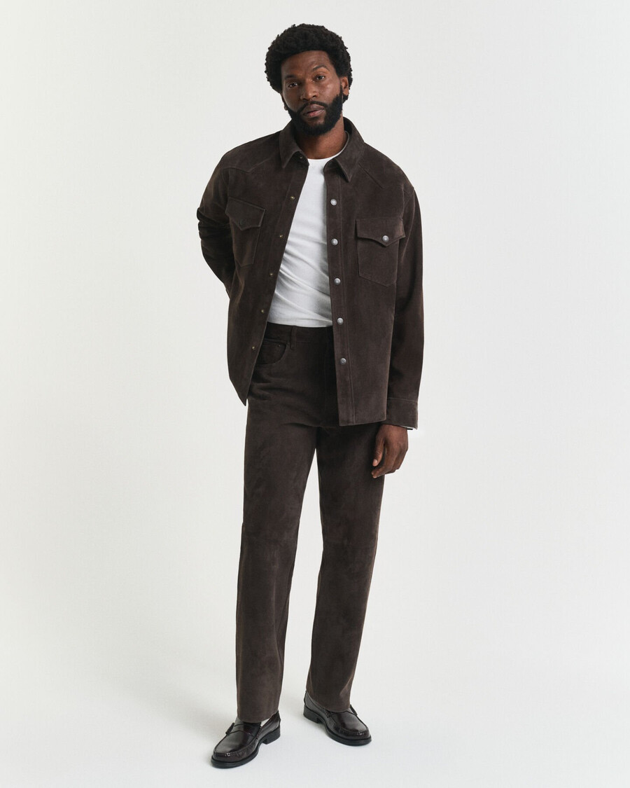 relaxed fit suede rodeo shirt - donkerbruin