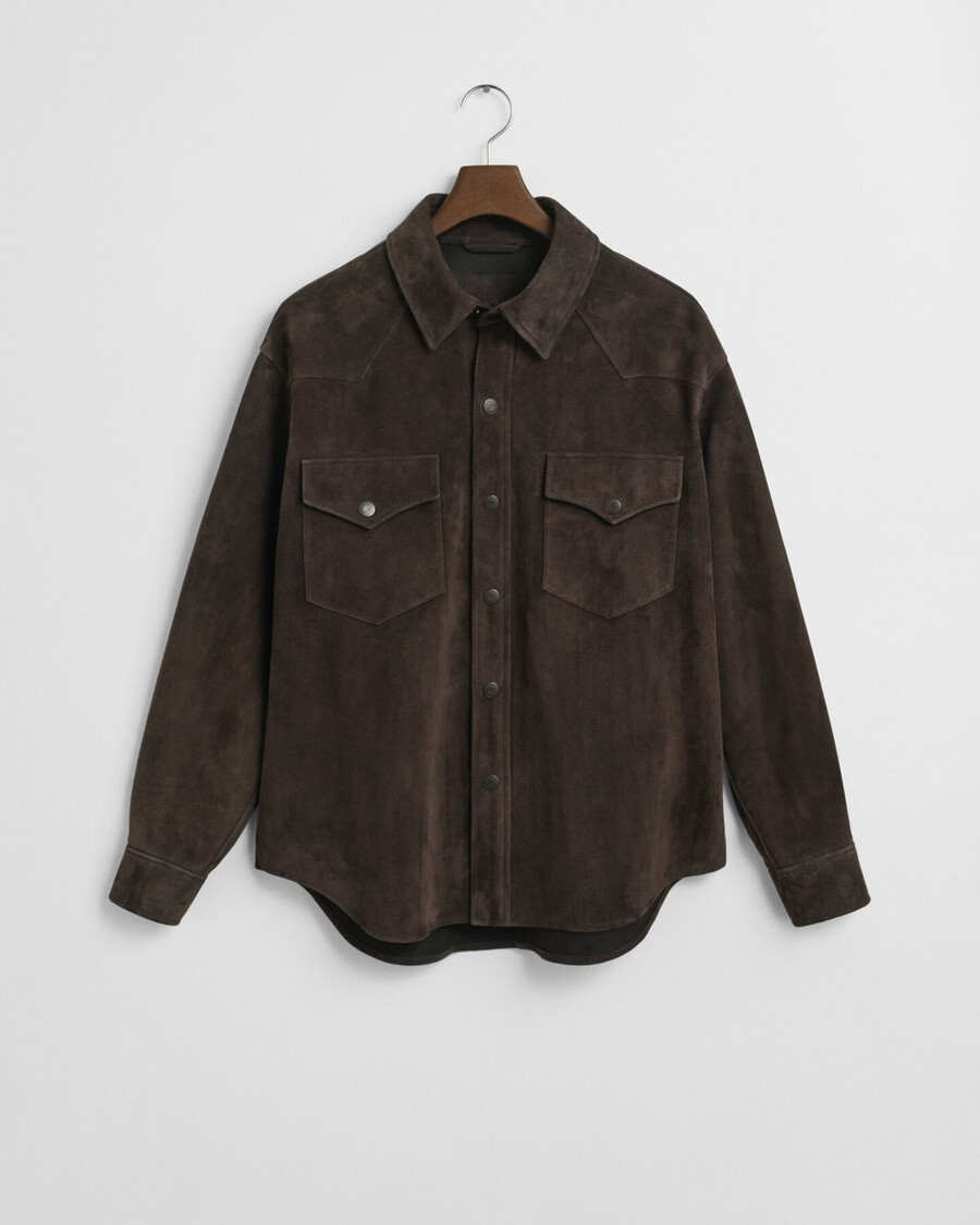 relaxed fit suede rodeo shirt - donkerbruin
