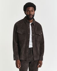 relaxed fit suede rodeo shirt - donkerbruin