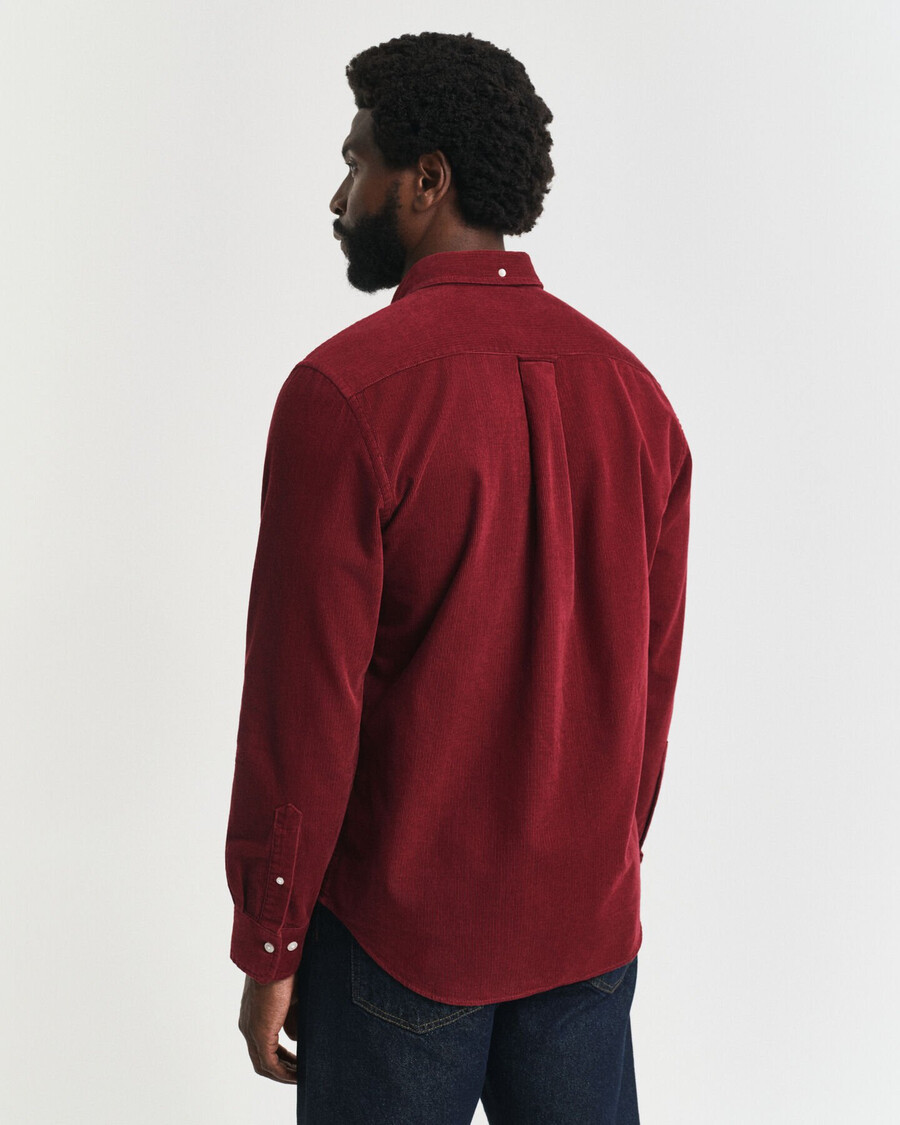 normaal passende katoenen corduroy blouse - volle rode kleur