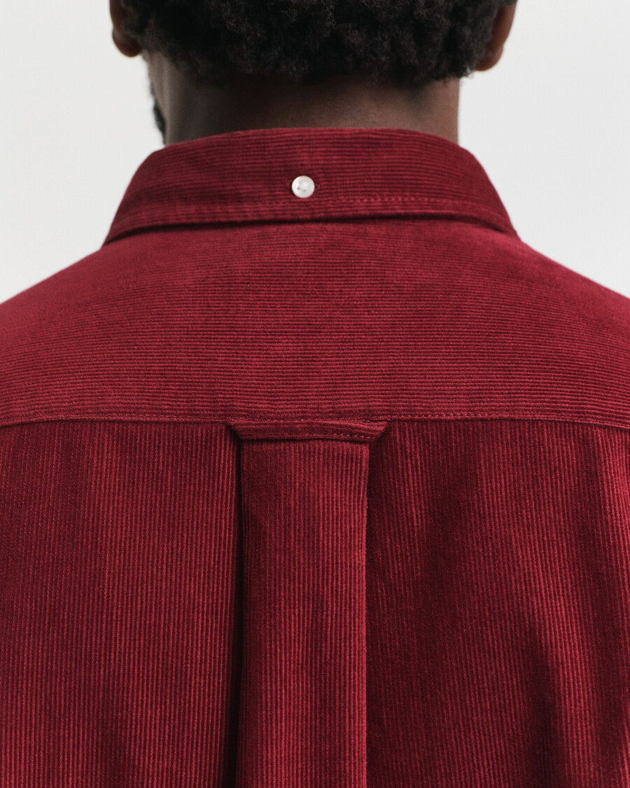 normaal passende katoenen corduroy blouse - volle rode kleur