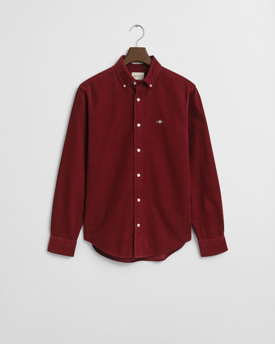 normaal passende katoenen corduroy blouse - volle rode kleur