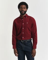 normaal passende katoenen corduroy blouse - volle rode kleur