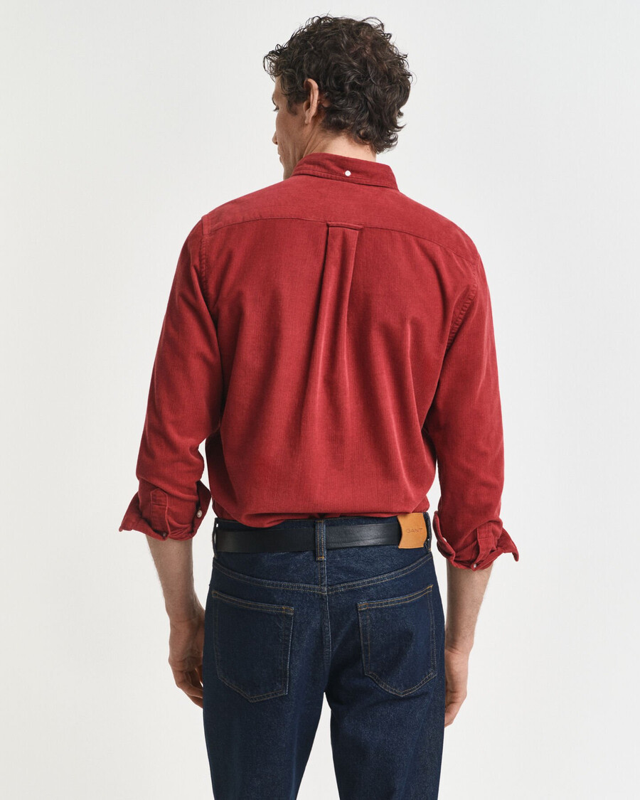 normaal passende katoenen corduroy overhemd - modern roestbruin