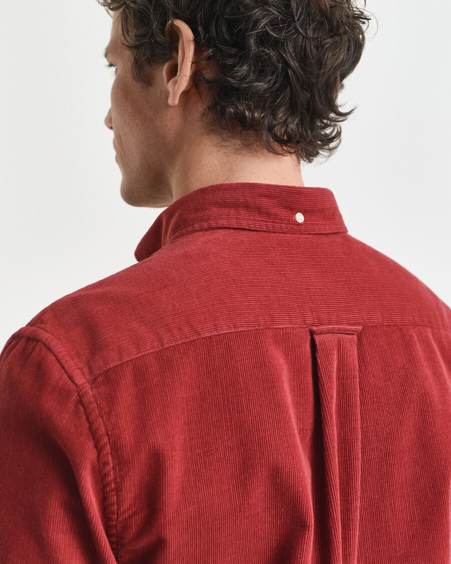normaal passende katoenen corduroy overhemd - modern roestbruin