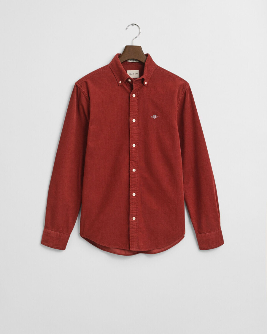 normaal passende katoenen corduroy overhemd - modern roestbruin