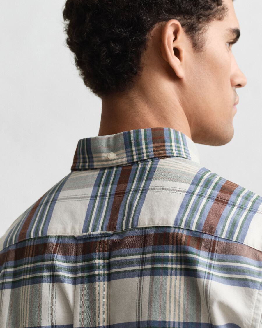 regular fit klassiek geruit oxford overhemd - houtgroen