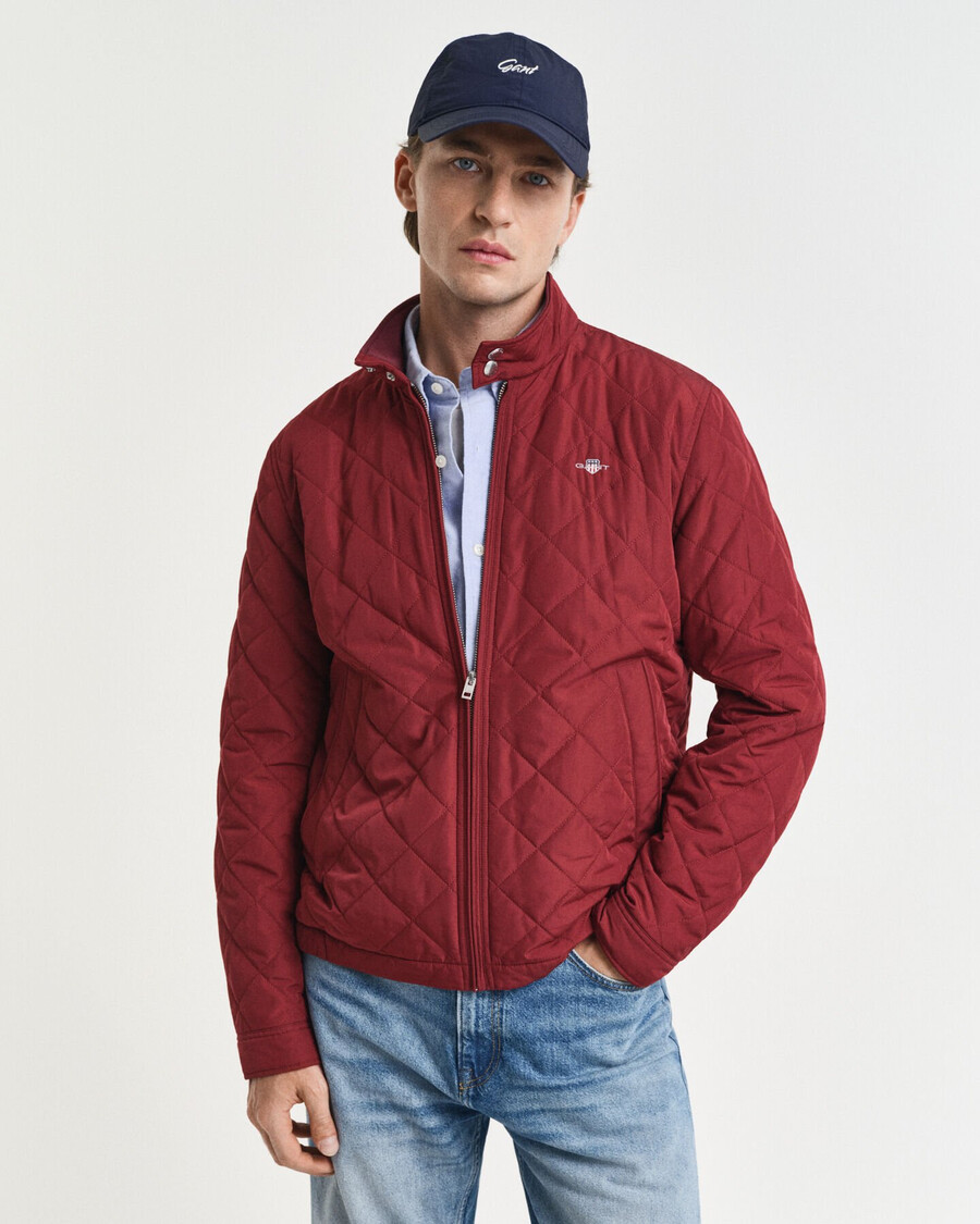 gewatteerde windjack - vol en rood