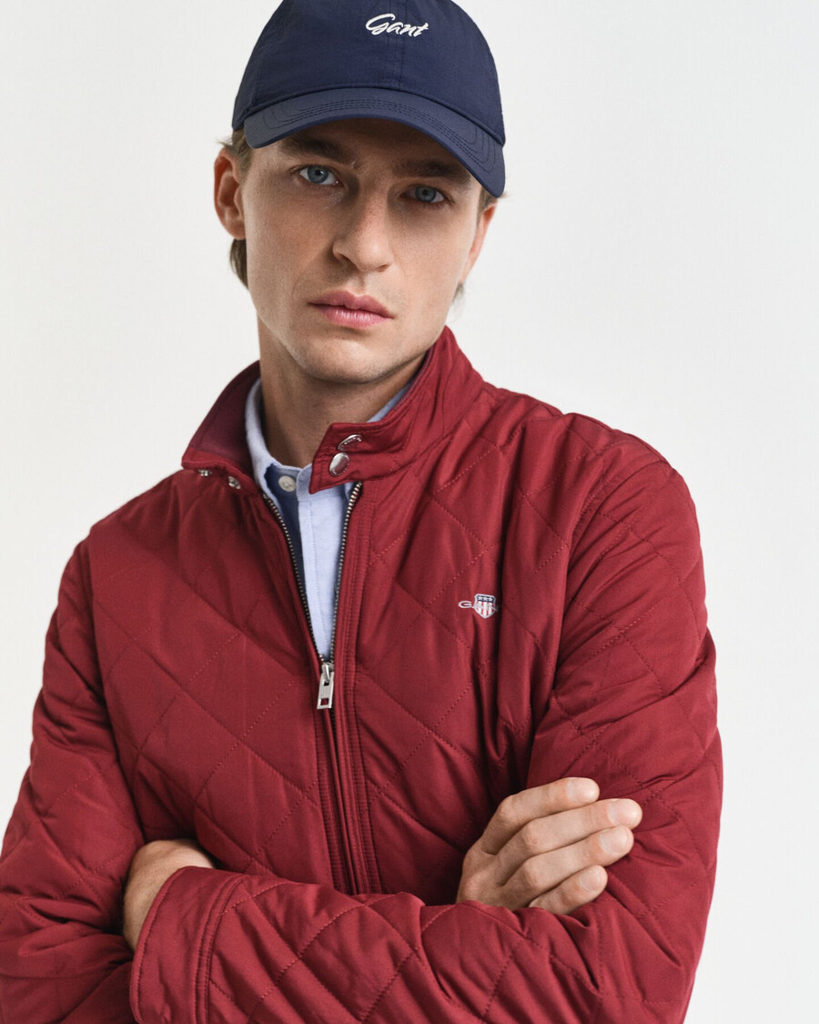 gewatteerde windjack - vol en rood