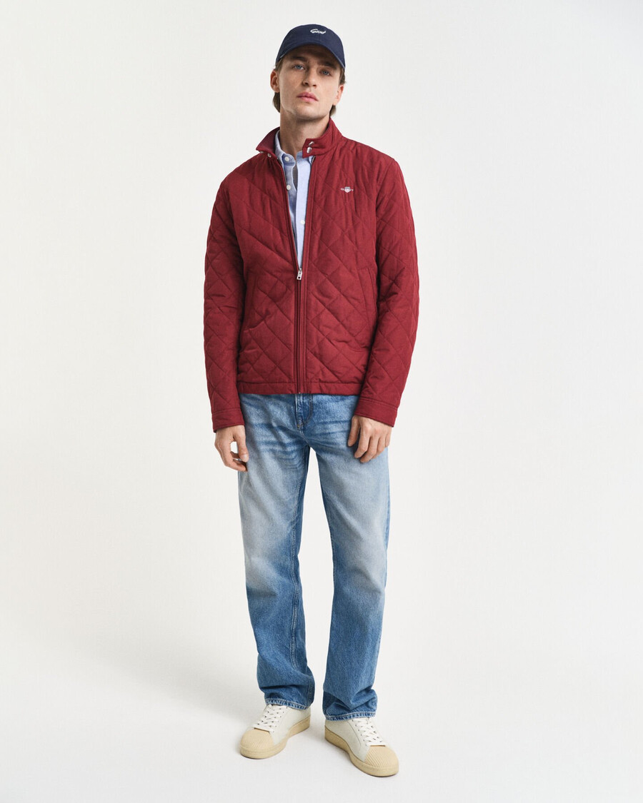 gewatteerde windjack - vol en rood