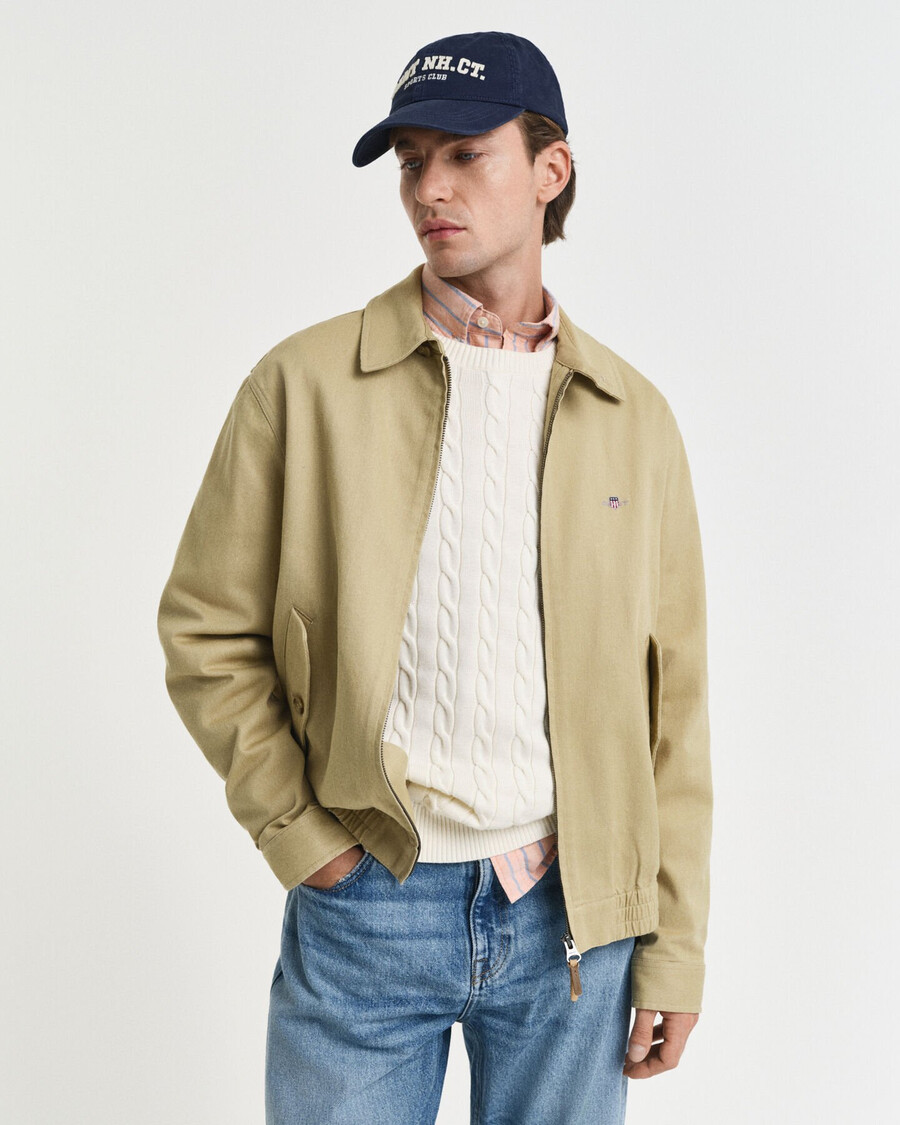 katoenen twill jas - houtbeige