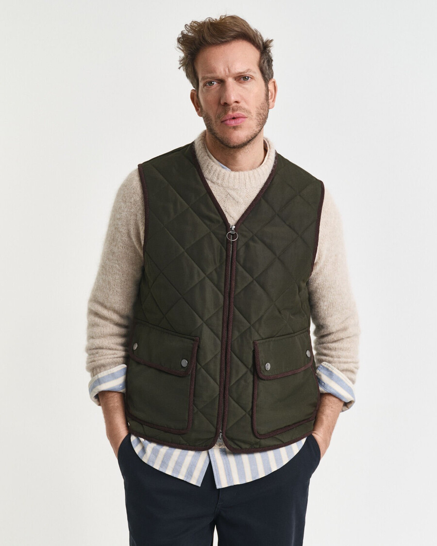 gewatteerd vest - donker mosgroen