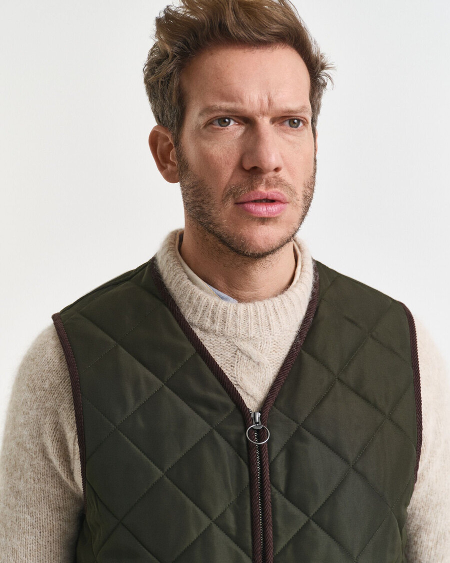 gewatteerd vest - donker mosgroen