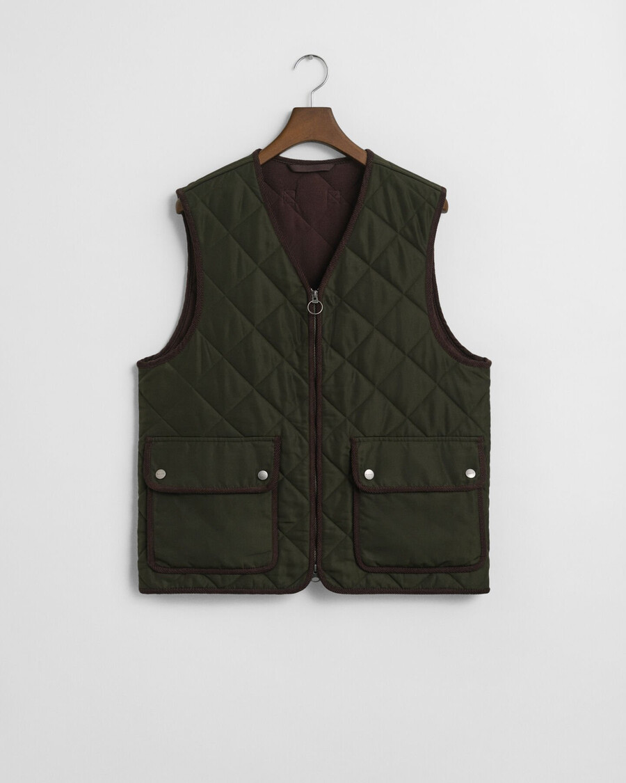 gewatteerd vest - donker mosgroen