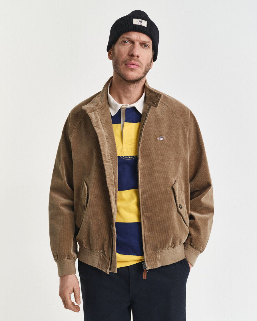 corduroy harrington-jas - licht taupe