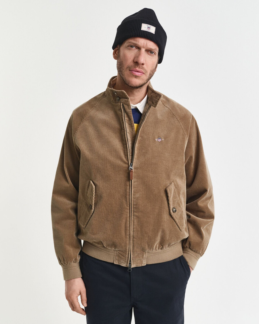 corduroy harrington-jas - licht taupe