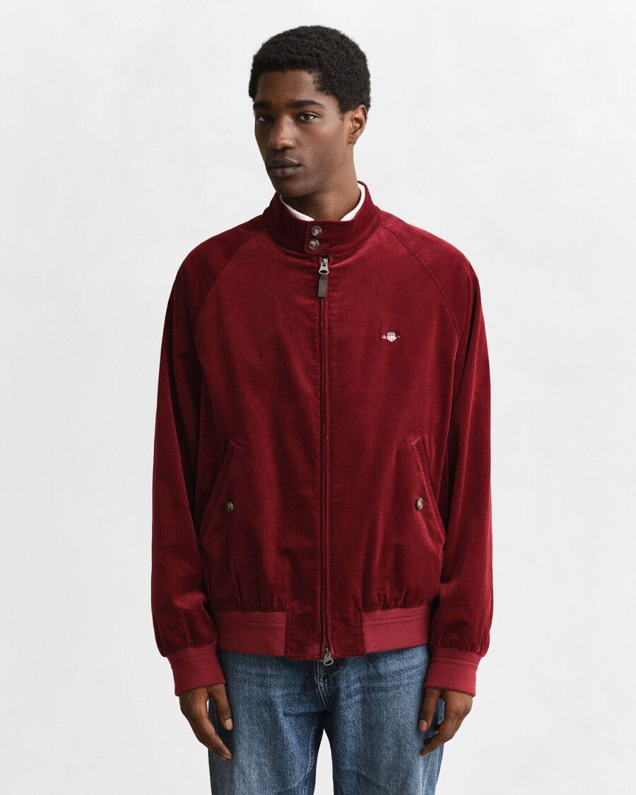 corduroy harrington-jas - volle rode kleur