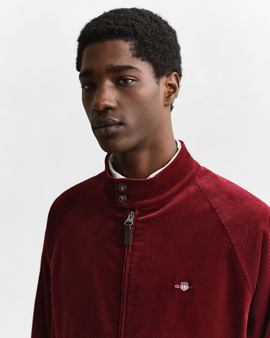 corduroy harrington-jas - volle rode kleur