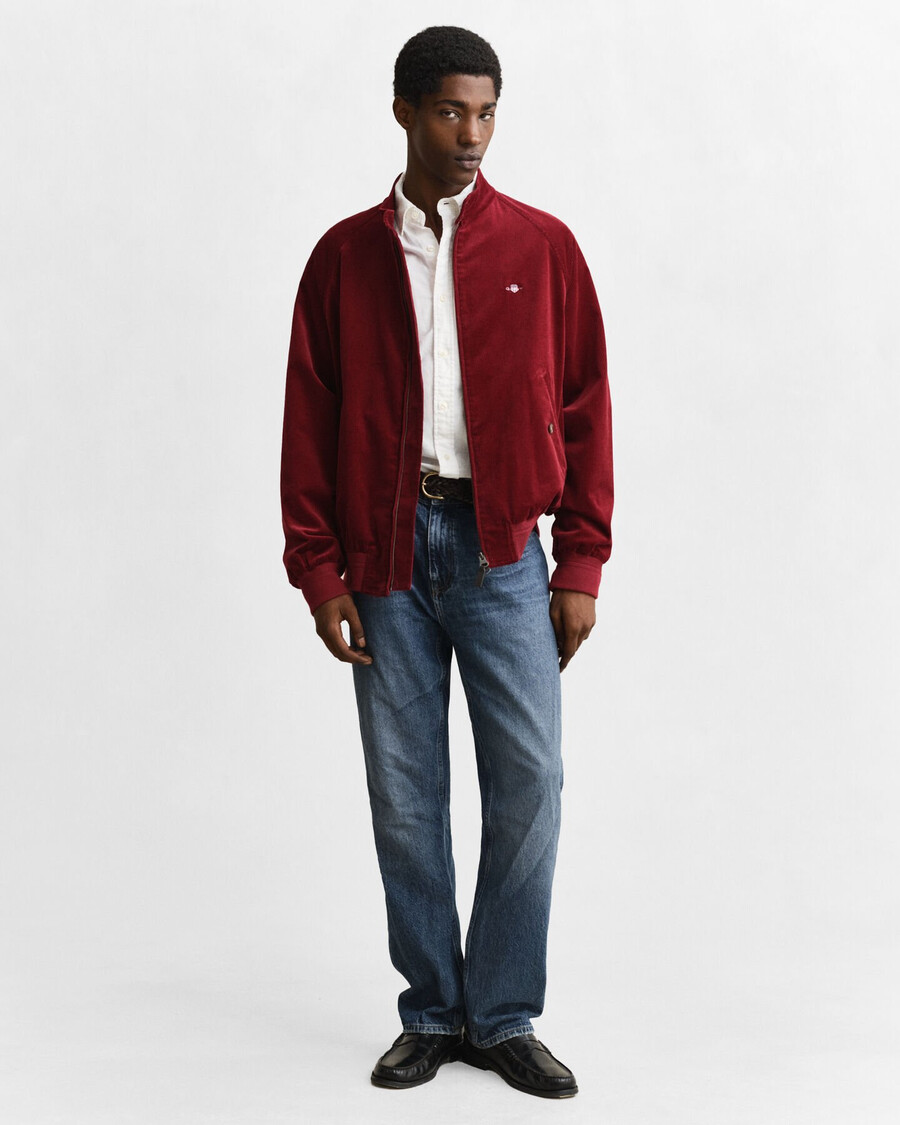 corduroy harrington-jas - volle rode kleur