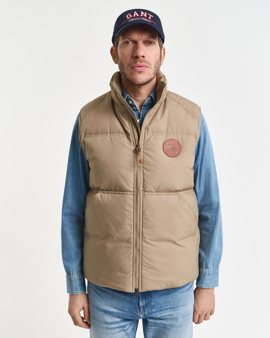 katoenen halfdonsvest - licht taupe