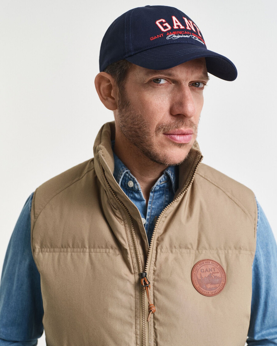 katoenen halfdonsvest - licht taupe