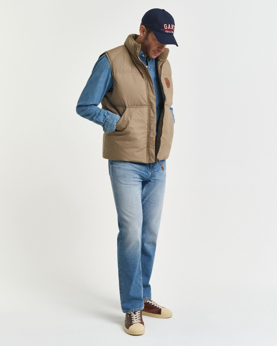 katoenen halfdonsvest - licht taupe