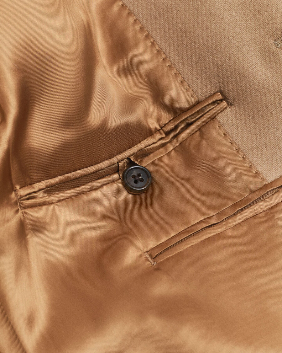 klassieke wollen jas - mosterdbeige
