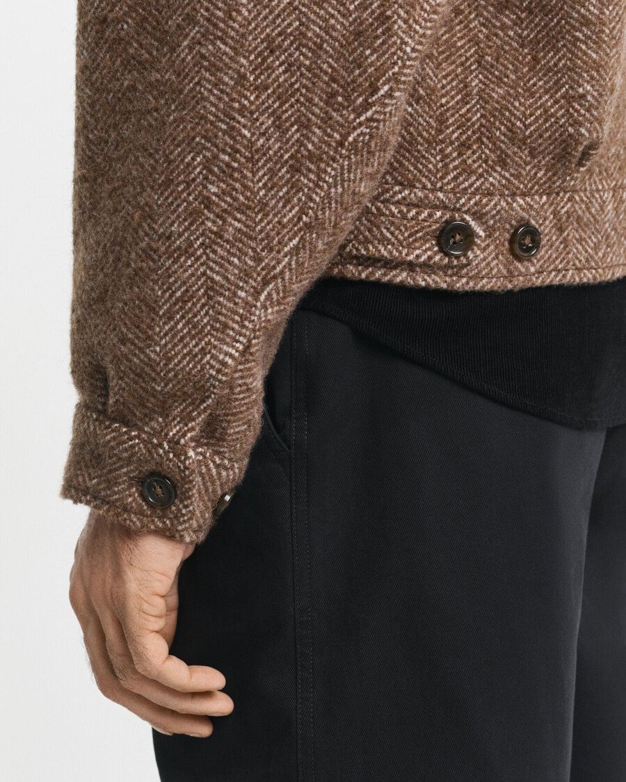 harrington wollen jas - warm kaki