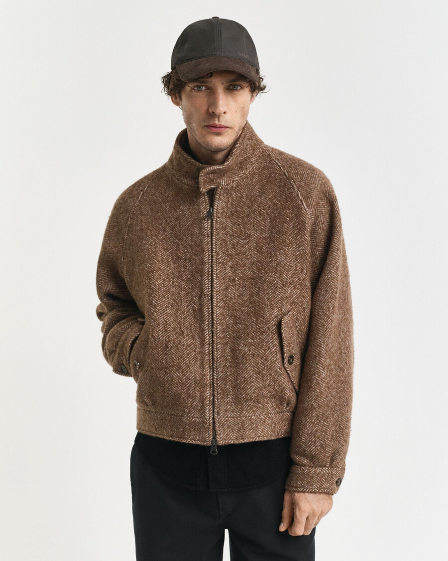 harrington wollen jas - warm kaki