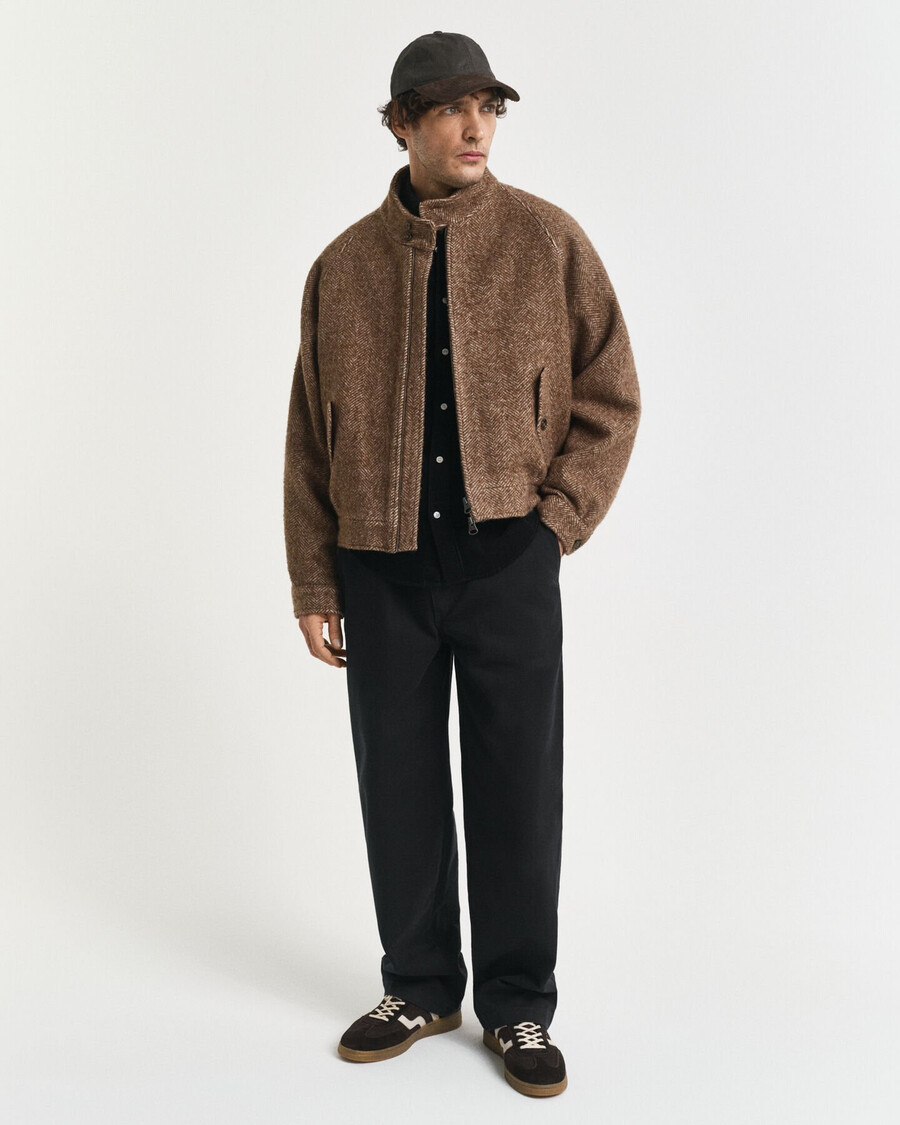 harrington wollen jas - warm kaki