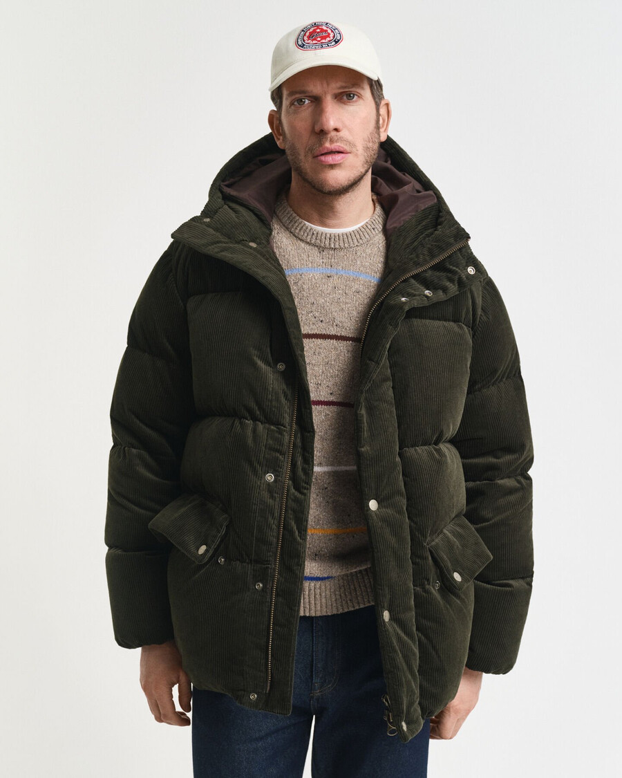 corduroy donsjack - donker mosgroen