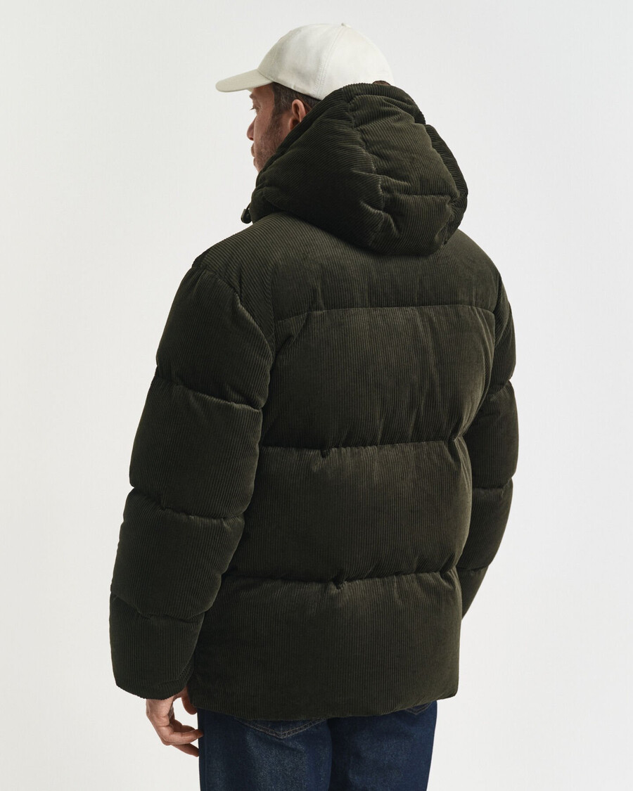 corduroy donsjack - donker mosgroen