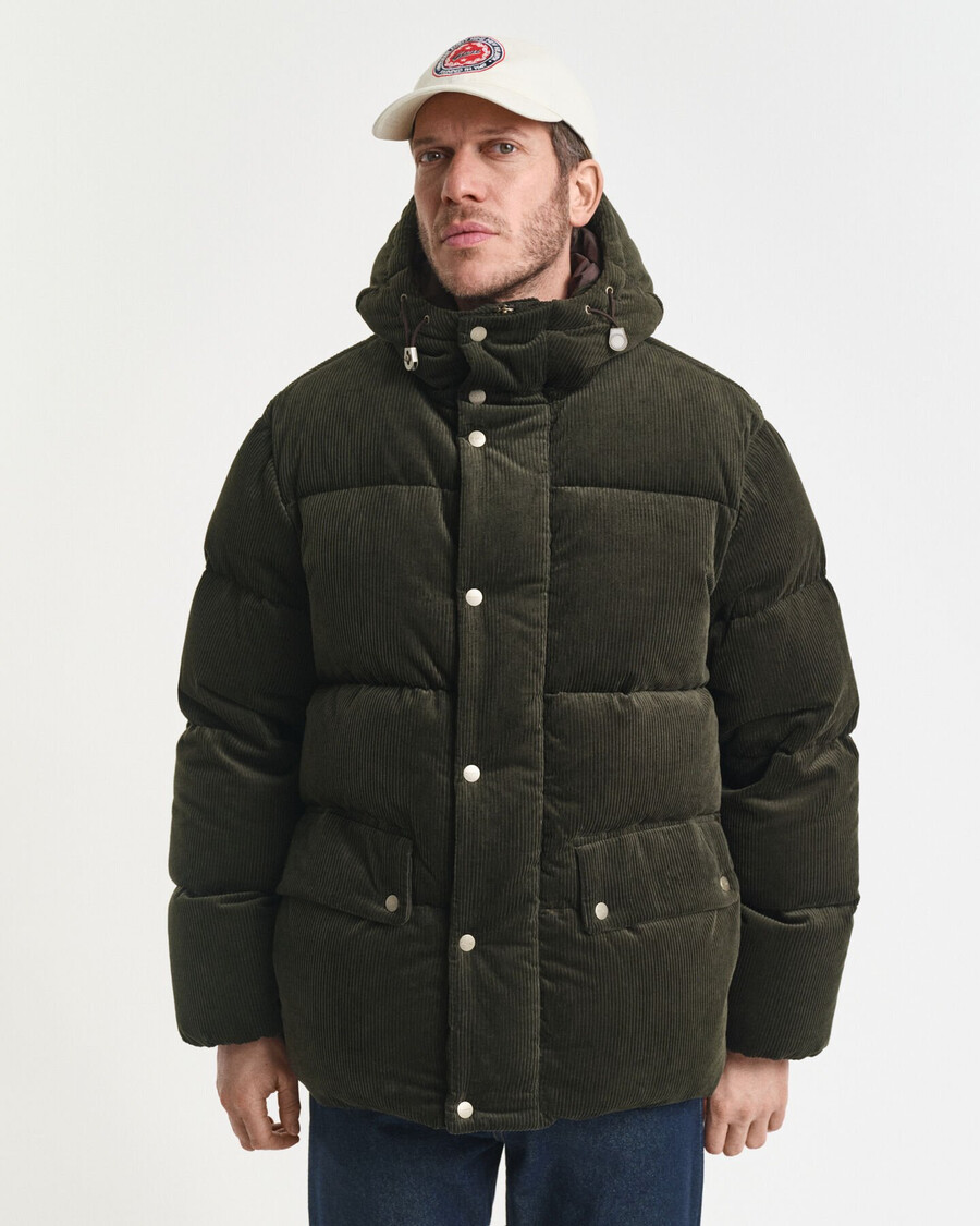 corduroy donsjack - donker mosgroen