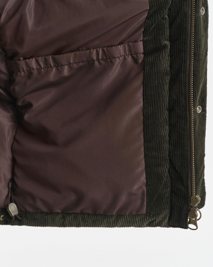 corduroy donsjack - donker mosgroen