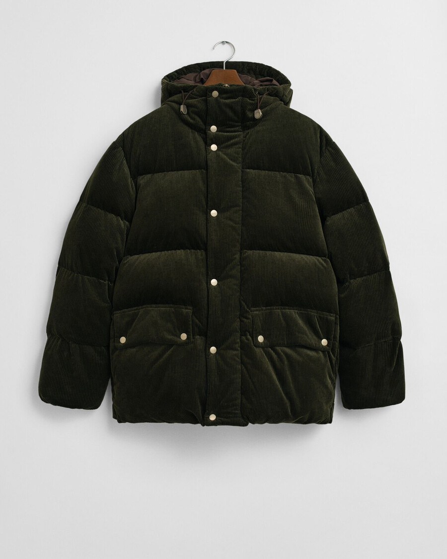 corduroy donsjack - donker mosgroen