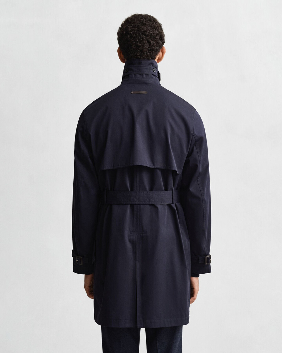 trenchcoat van katoenmix - avondblauw