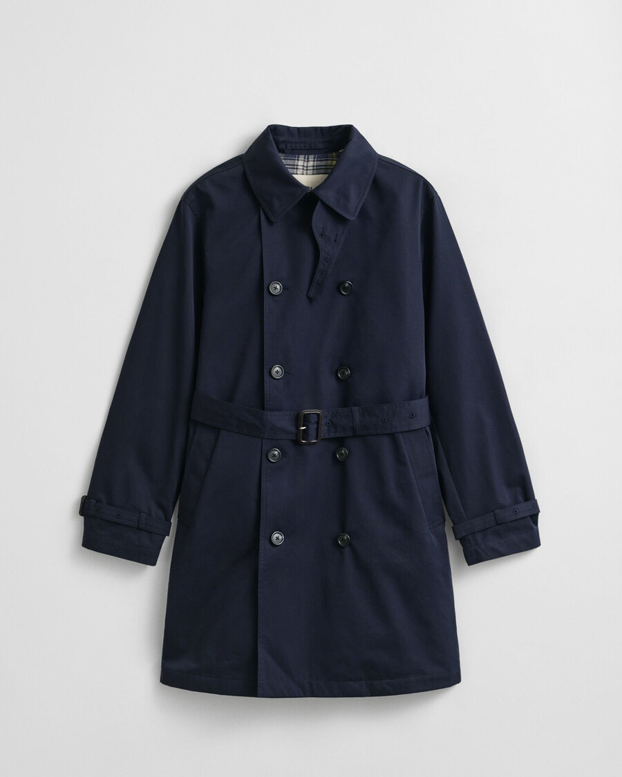 trenchcoat van katoenmix - avondblauw