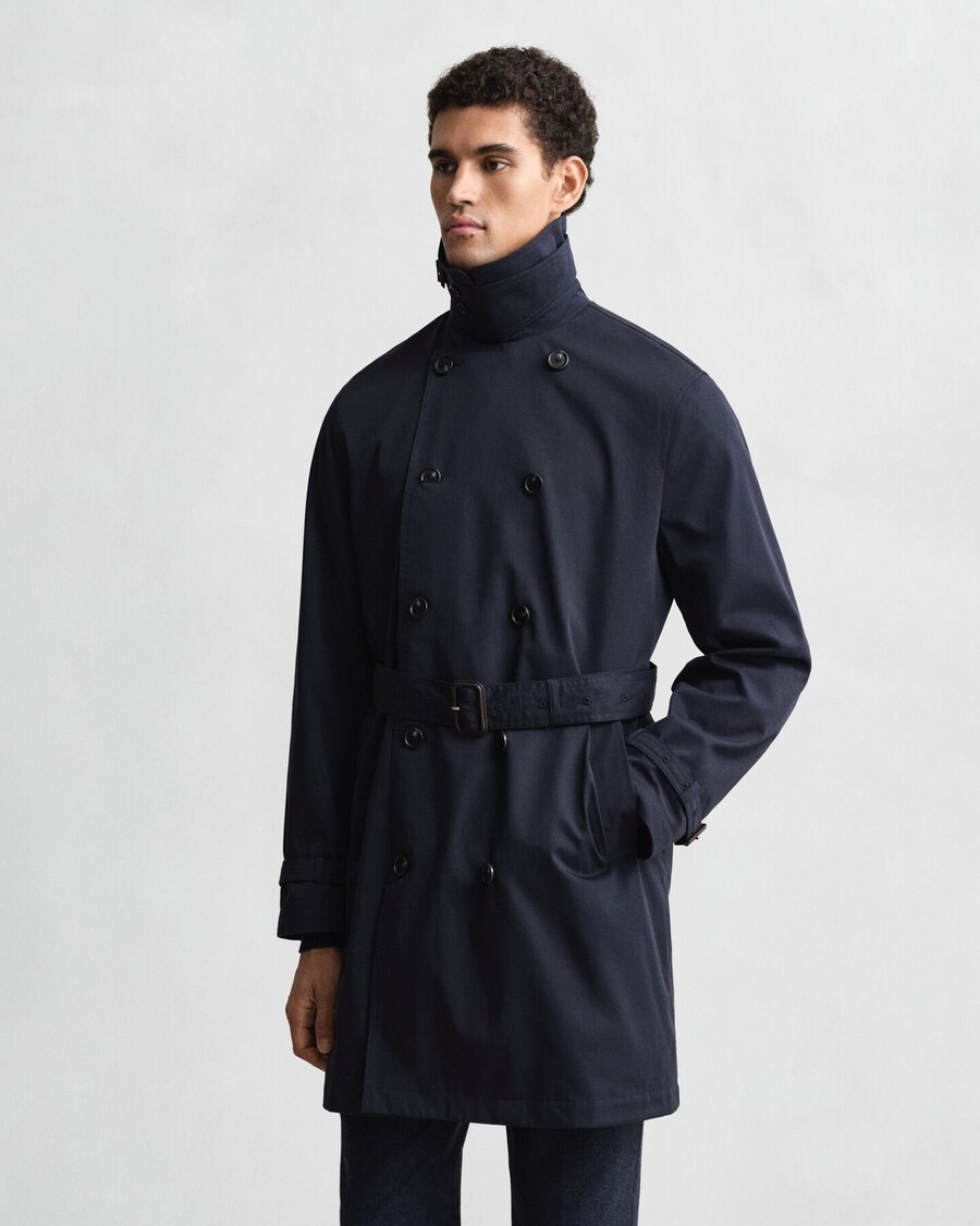 trenchcoat van katoenmix - avondblauw