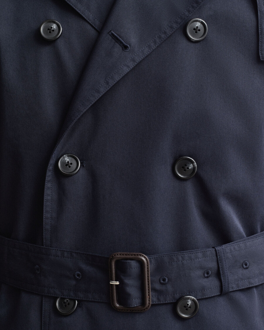 trenchcoat van katoenmix - avondblauw